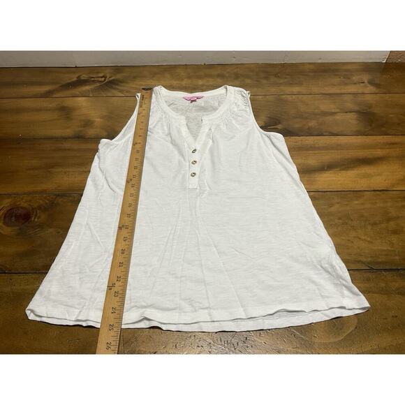 Lilly Pulitzer Essie Tank Top Women Sleeveless Split Neck Blouse Small - Picture 6 of 9